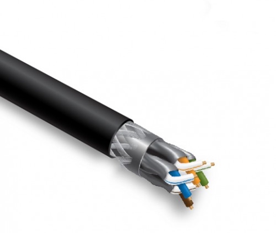 Picture of LAN Datortīklu kabelis, CAT7 S/FTP outdoor High speed cable/ 10Gbit/ PE jacket | black | 500m