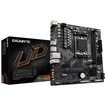 Изображение Mainboard|GIGABYTE|AMD A620|SAM5|Micro-ATX|Memory DDR5|Memory slots 2|1xPCI-Express 3.0 16x|1xPCI-Express 4.0 16x|1xM.2|1xHDMI|1xDisplayPort|4xUSB 2.0|2xUSB 3.2|1xPS/2|1xRJ45|3xAudio port|A620MH1.2