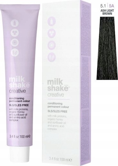 Изображение Milk Shake Milk Shake Creative - farba do włosów 100ml, pełna paleta kolorów - 5,1 | 5A || Jasny Popielaty Brąz