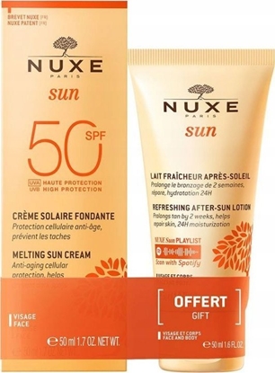 Attēls no Nuxe Set Nuxe: Sun Melting, Sunscreen Cream, For Face, SPF 50, 50 ml + Sun, Sun Protection, After-Sun Lotion, 50 ml For Women