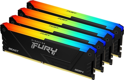 Attēls no Pamięć Kingston Fury Beast RGB, DDR4, 128 GB, 3200MHz, CL16 (KF432C16BB2AK4/128)