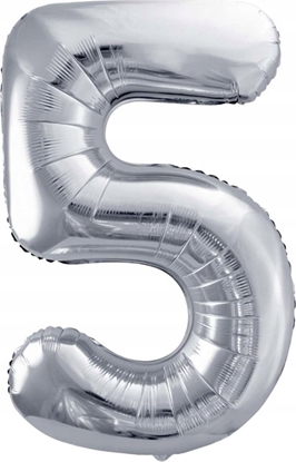 Изображение Party Deco Balon foliowy 5 srebrny 72cm