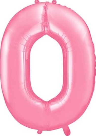 Изображение Party Deco Balon foliowy cyfra 0, jasnoróżowy, 86 cm uniwersalny