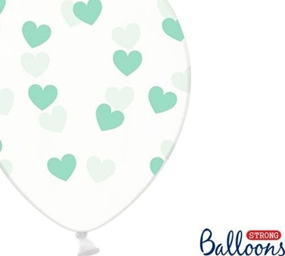 Attēls no Party Deco Balony Strong, miętowe serduszka, 30 cm, 6 szt. uniwersalny