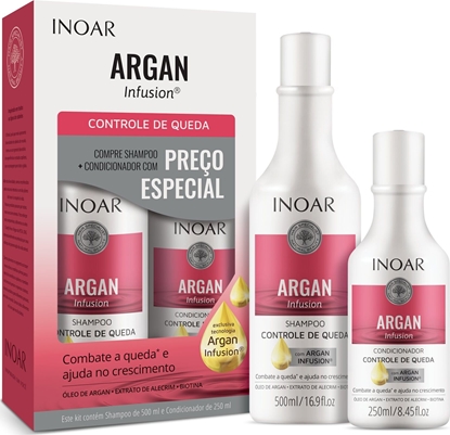 Изображение Phyto Plaukų priežiūros rinkinys nuo plaukų slinkimo INOAR Argan Infusion Loss Control Duo Kit: šampūnas 500 ml + kondicionierius 250 ml