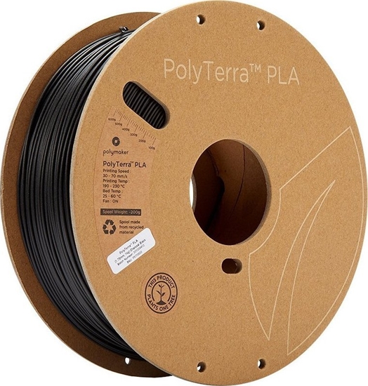 Изображение Poly Filament Polymaker PolyTerra PLA 1,75mm, 1kg - Charcoal Black}