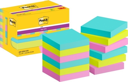 Attēls no Post-It 3M Karteczki samoprzylepne POST-IT® Super Sticky Notes, 47,6x47,6mm, 12x90 kart., paleta Cosmic