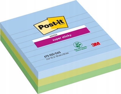 Attēls no Post-It 3M Karteczki samoprzylepne Post-it® Super Sticky XL, OASIS, w linię, 101x101mm, 3x70 kart.