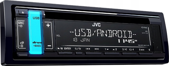 Изображение Radio samochodowe JVC JVC KD-T401 Juoda 200 W