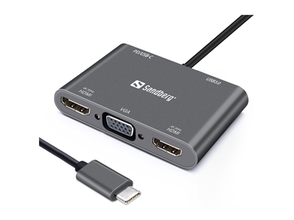 Picture of Sandberg 136-35 USB-C Dock 2xHDMI+1xVGA+USB+PD