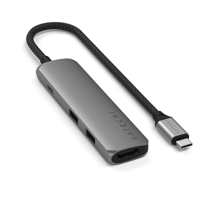 Attēls no Satechi 4-in-1 USB-C Slim Multiport Adapter 4K - Space Grey