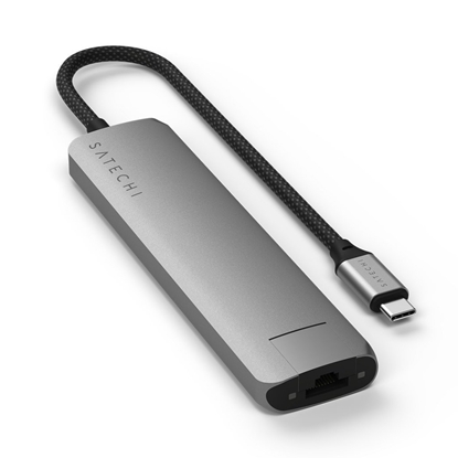 Attēls no Satechi 7-in-1 USB-C Slim Multiport Adapter with Ethernet - Space Grey