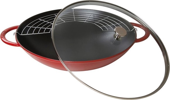 Picture of STAUB Wok żeliwny z pokrywką Staub - Czerwony, 37 cm