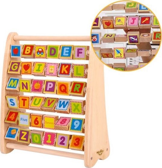 Изображение Tooky Toy Alfabet Nauka Liter Cyfr Liczb Słów Abacus