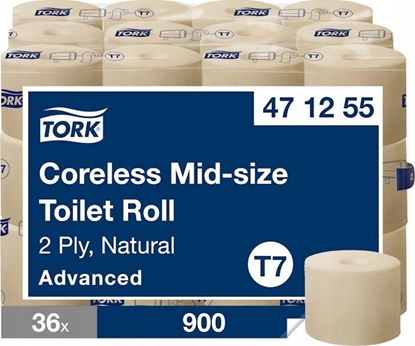 Изображение Tork Tork - Papier toaletowy w rolce bez gilzy, T7, Advanced, 2-warstwowy, 36 × 900 odcinków - Naturalny