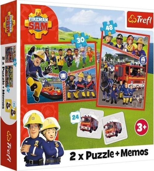 Изображение Trefl Puzzle 2w1 + memos Drużyna Strażaka Sama 93334 Trefl