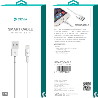 Attēls no USB kabelis Devia Smart Lightning 2.0m baltas