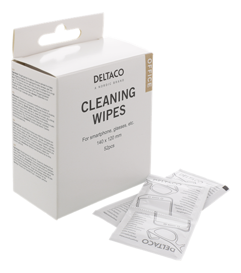 Picture of DELTACO Office Cleaning cloths for smartphone / glasses / camera / mirrors, 140x120mm, 1 pack 52 nap