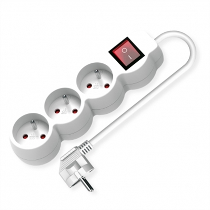 Attēls no VALUE French Power Strip, 3-way, with illuminated Switch, white, 1.5 m