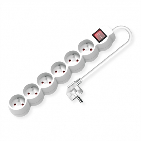 Picture of VALUE French Power Strip, 6-way, with illuminated Switch, white, 1.5 m