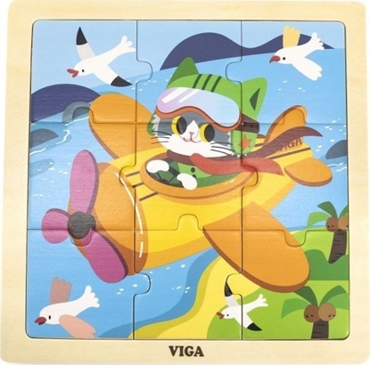 Изображение Viga Toys VIGA Poręczne Drewniane Puzzle Samolot 9 elementów