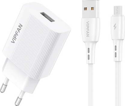 Attēls no Vipfan Ładowarka sieciowa Vipfan E01, 1x USB, 2.4A + kabel Micro USB (biała)