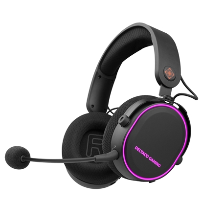 Изображение Žaidimų ausinės DELTACO GAMING DH420, RGB, USB-C, juodos/RGB/GAM-133