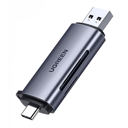 Attēls no Atminties kortelių skaitytuvas Ugreen CM185 USB-A 3.0/USB-C 3.1 to TF/SD (50706) pilkas