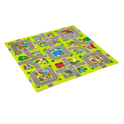 Изображение BĒRNU PAKLĀJS MD02 KID'S MAT PUZZLE CARS 9 ELEMENTS 90x90CM NILS FUN