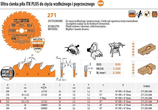 Изображение CMT 271.235.36M Piła HM D=235 F=30 Z=36N