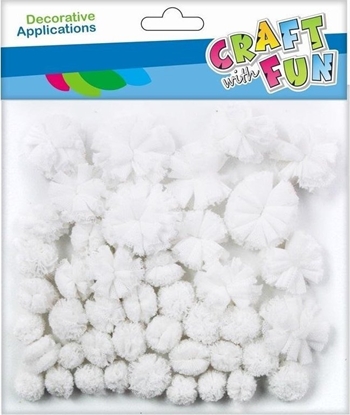 Изображение Craft with Fun CF OZDOBA DEK POMPON TKAN 43SZT BIEL PBH 12/144