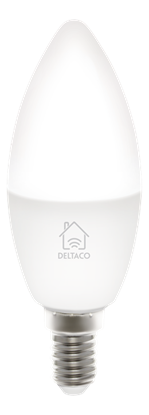 Изображение DELTACO SMART HOME LED lemputė, E14, WiFI 2.4GHz, 5W, 470lm, pritemdoma, 2700K-6500K, 220-240V, balt