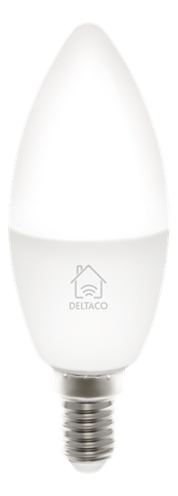 Изображение DELTACO SMART HOME LED lemputė, E14, WiFI 2.4GHz, 5W, 470lm, pritemdoma, 2700K-6500K, 220-240V, balt