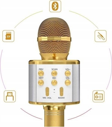 Изображение Dexxer Mikrofon do karaoke Bluetooth (Złoty)