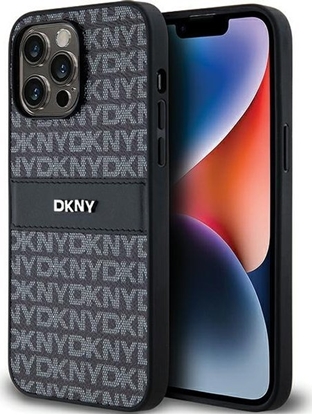 Изображение DKNY DKNY DKHCP14LPRTHSLK iPhone 14 Pro 6.1" czarny/black hardcase Leather Mono Stripe & Metal Logo