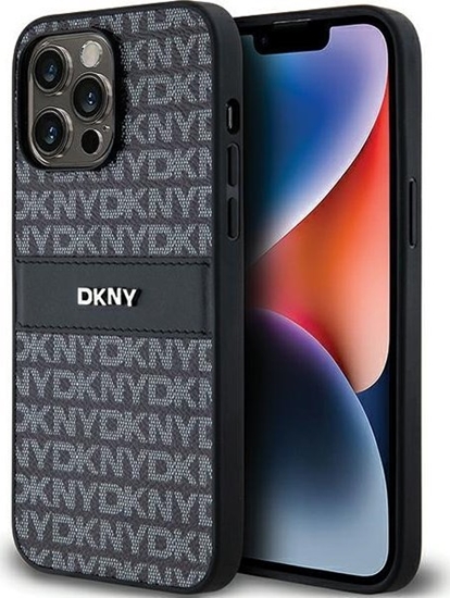 Изображение DKNY DKNY DKHCP14LPRTHSLK iPhone 14 Pro 6.1" czarny/black hardcase Leather Mono Stripe & Metal Logo