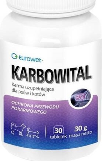 Изображение EUROWET Karbowital Witaminy Dla Psa Kota 30 Tabl