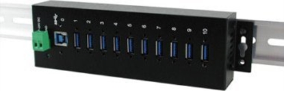 Attēls no Exsys EXSYS EX-1110HMVS 10-portowy USB 3.2 Gen1 HUB 15KV ESD Ochrona przeciwprzepięciowa Metalowa obudowa