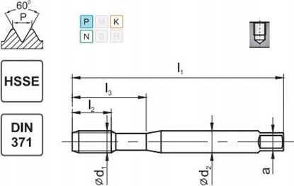 Attēls no Fanar GWINTOWNIK M10 DIN-371C L40 LH (6H) HSSE 800