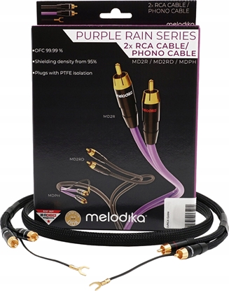 Изображение Gramofon Melodika Melodika MDPHD50 Purple Rain Black Edition Kabel 2xRCA PHONO do gramofonu z żyłą uziemiającą - 5m