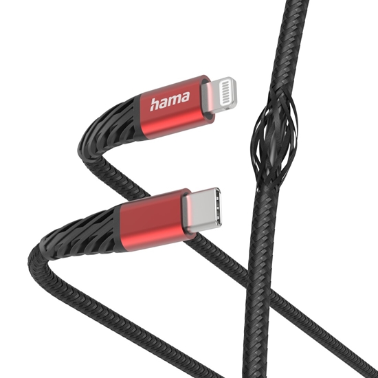 Picture of Hama 00201541 Extreme Charging Cable USB-C - Lightning 1.5m Nylon black/red