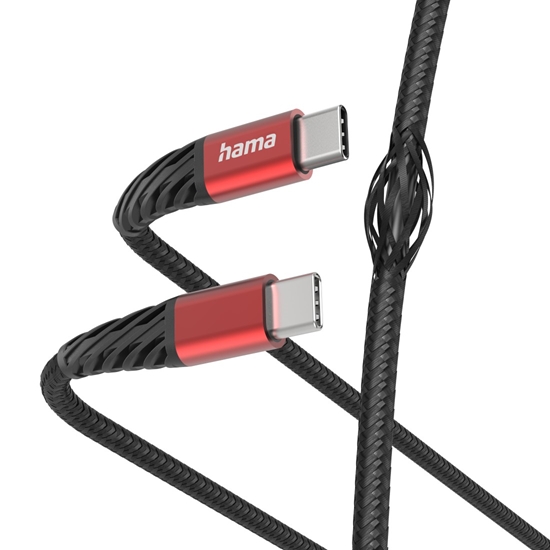 Picture of Hama 00201542 Extreme Charging Cable, USB-C - USB-C 1.5m Nylon black/red