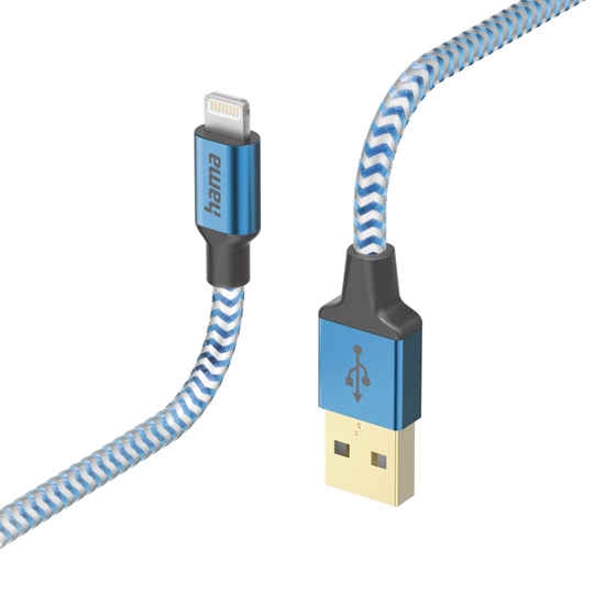 Picture of Hama 00201553 Reflective Charging Cable, USB-A - Lightning 1.5m Nylon blue