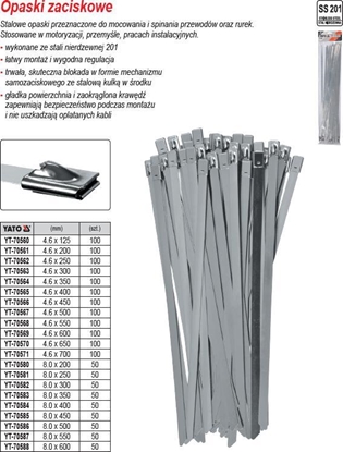 Изображение Yato YATO OPASKI ZACISKOWE ZE STALI NIERDZEWNEJ 4,6x500mm /100szt. YT-70567