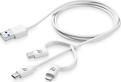 Изображение Kabel USB Cellular Line USB-A - USB-A USB-C + microUSB + Lightning 1 m Biały (USBDATA3IN1MFITYCW)