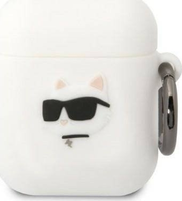 Attēls no Karl Lagerfeld Etui Karl Lagerfeld KLA2RUNCHH Apple AirPods 2/1 cover biały/white Silicone Choupette Head 3D