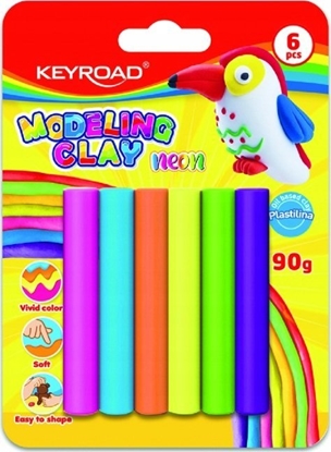 Изображение Keyroad Plastelina KEYROAD, 6x15g, neon, blister, mix kolorów