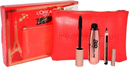 Picture of L OREAL L~OREAL SET (MASCARA BLACK AIR VOLUME MEGA MASCARA + LE KHOL MIDNIGHT BLACK 101 + POCHETTE)