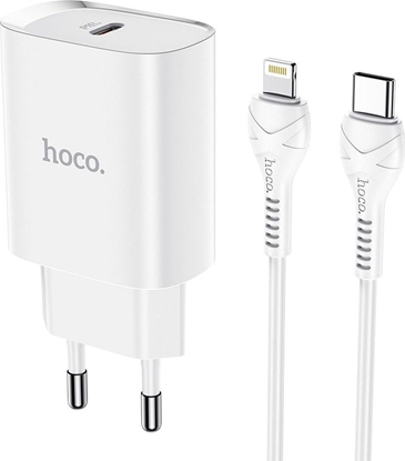 Attēls no Ładowarka Hoco HOCO ładowarka sieciowa Typ C + kabel Typ C do Lightning PD 20W N14 biała