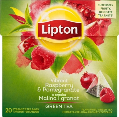 Изображение Lipton Green Tea herbata zielona Malina i Granat 20 torebek 28g